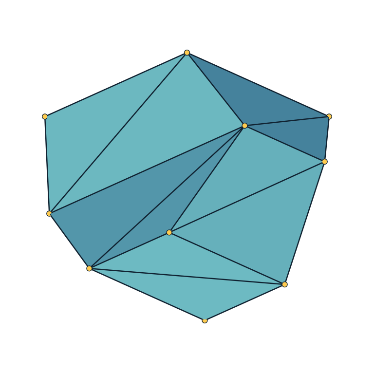 Corresponding planar sections lofted into a solid with visible faces, edges, and vertices