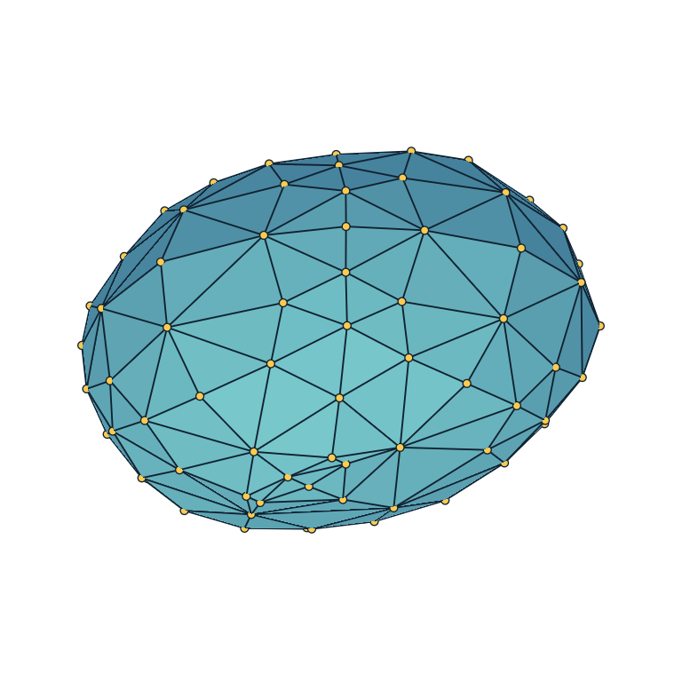 Sampled metaball solid with visible faces, edges, and vertices