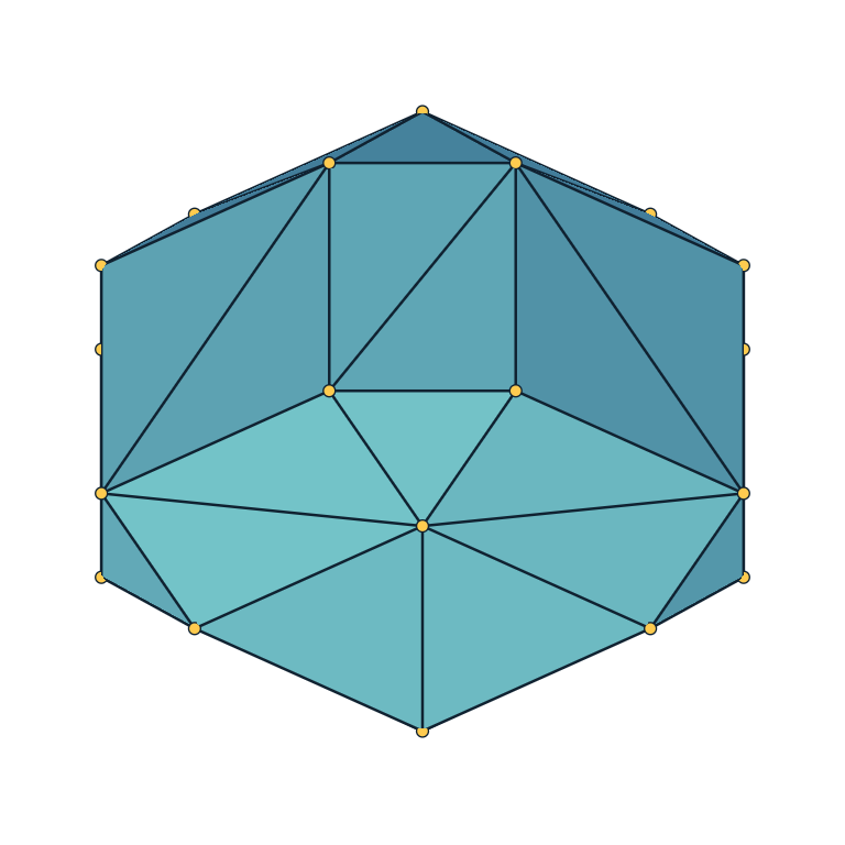 Minkowski sum with visible faces, edges, and vertices