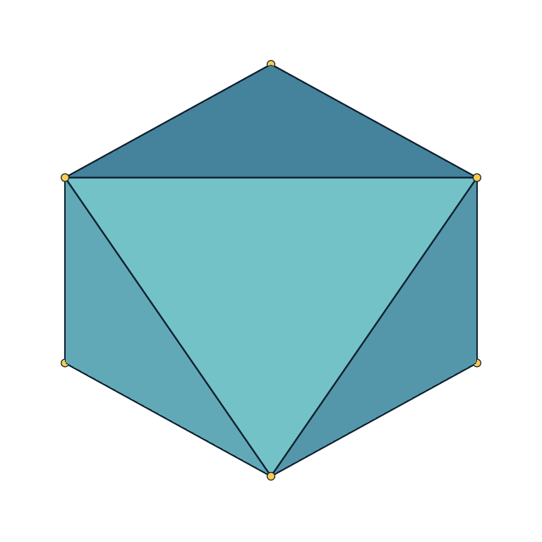 Regular octahedron with visible faces, edges, and vertices