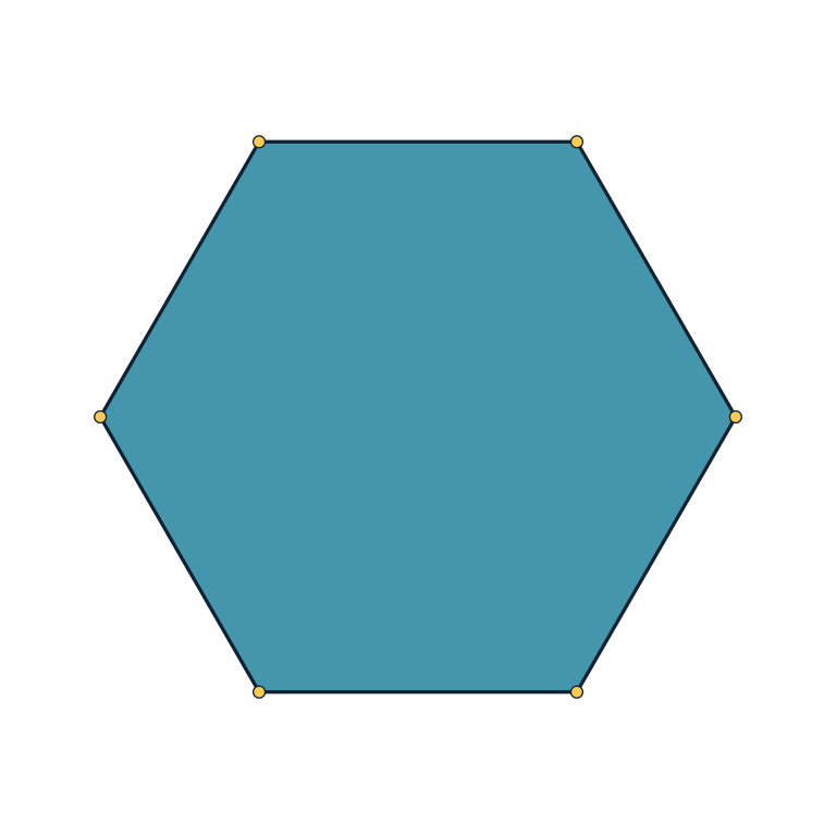 Filled regular polygon with visible edges and vertices