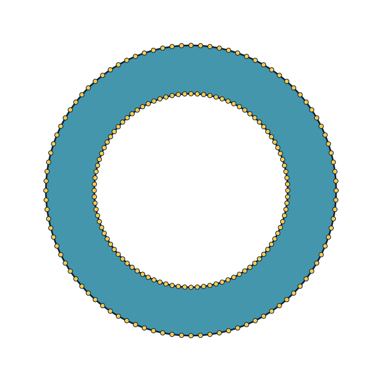 Filled annulus with visible exact curve edges and vertices