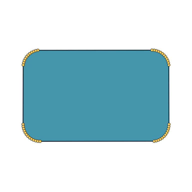 Filled rounded rectangle with visible edges and vertices