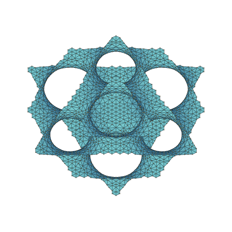 Bounded Schwarz-D level surface with visible faces, edges, and vertices