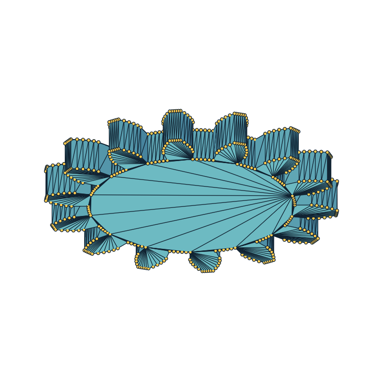 Involute spur gear with visible faces, edges, and vertices