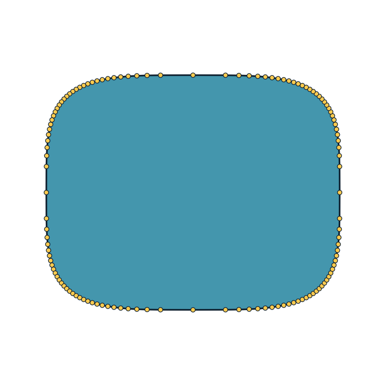 Filled squircle with visible edges and vertices