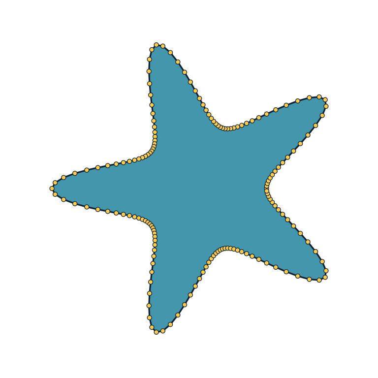 Filled superformula shape with visible edges and vertices