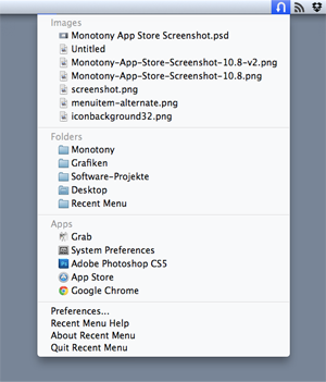 Recent Menu Screenshot