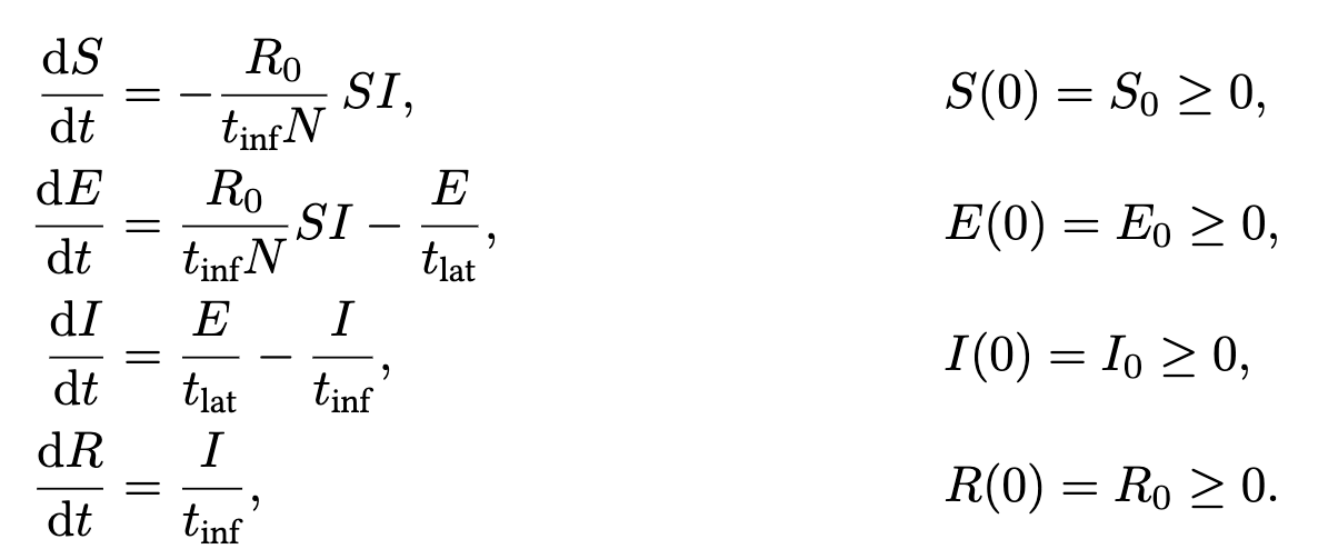 Equations for SEIR model