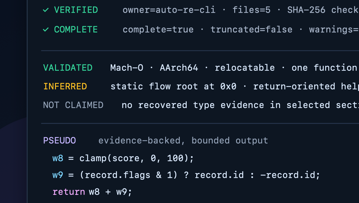 AutoRE-CLI controlled static analysis demo