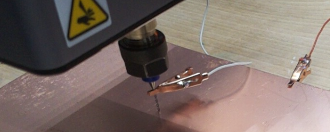 CNC bit and board wired up