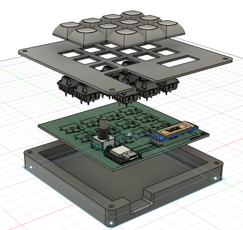 Exploded render of assembled product