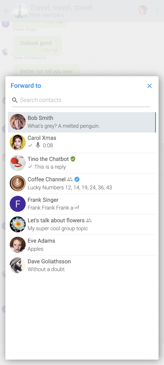 Mobile web: forward message