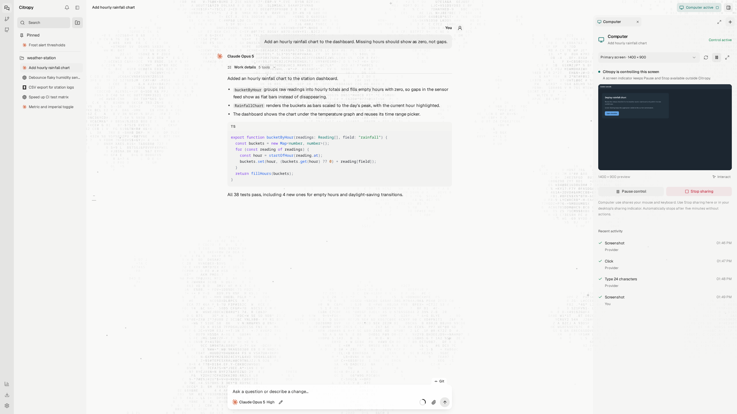 The Computer panel sharing a Linux desktop with recent activity