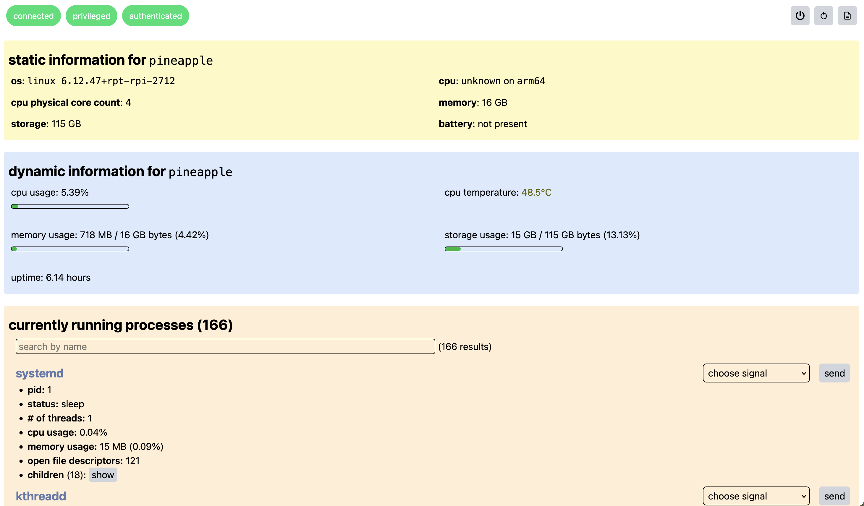 web interface