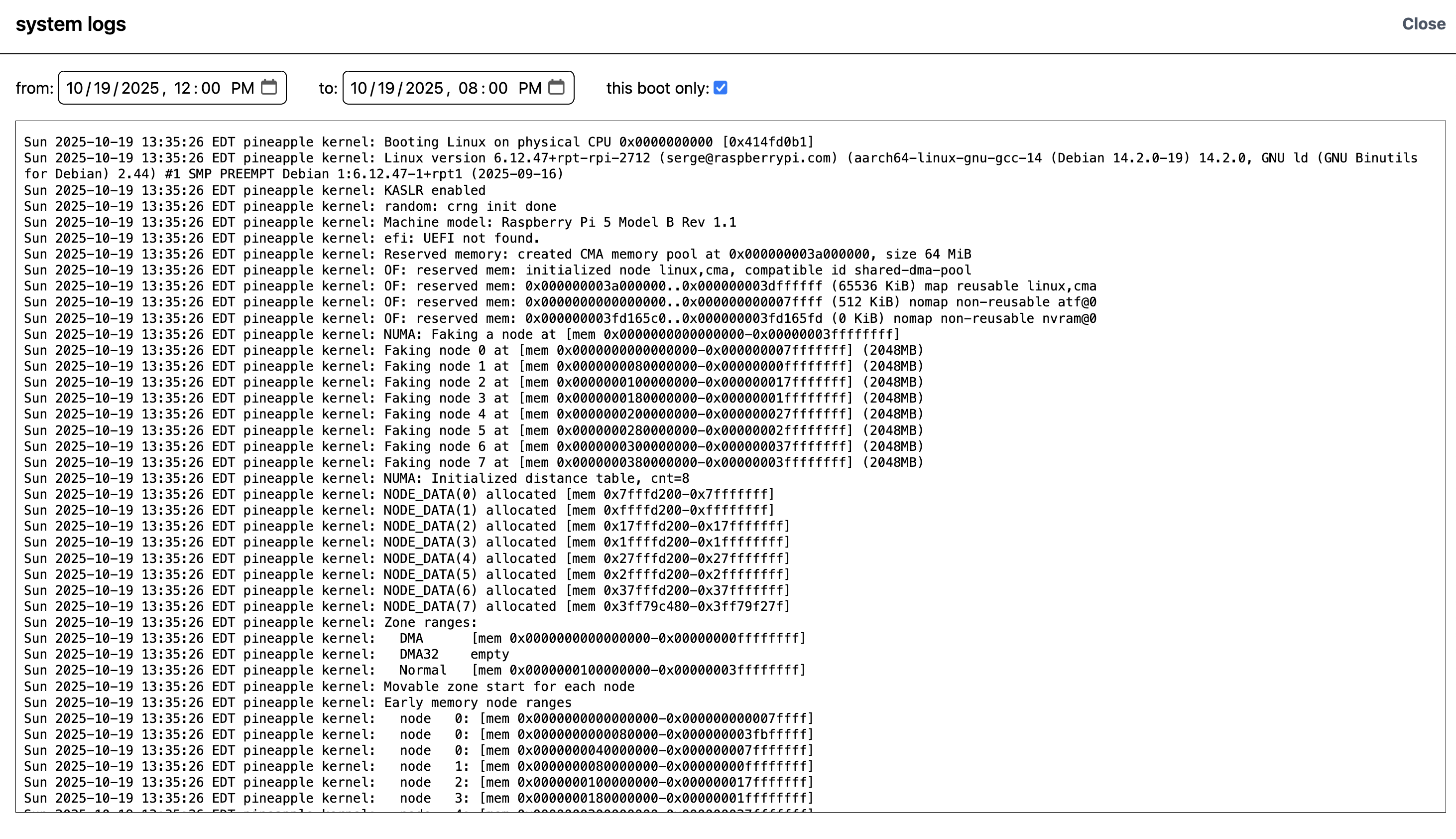 system logs