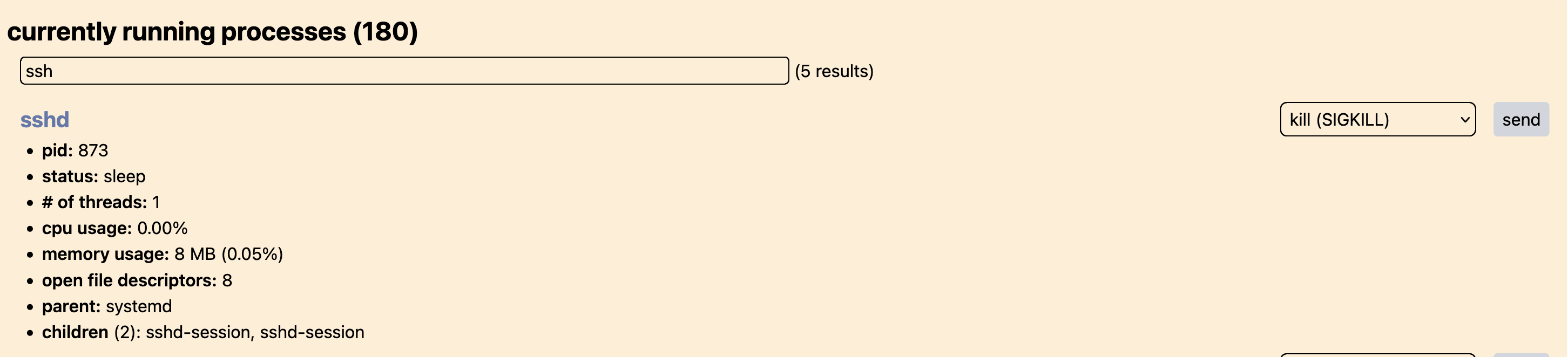 sending a signal to a process (sshd)