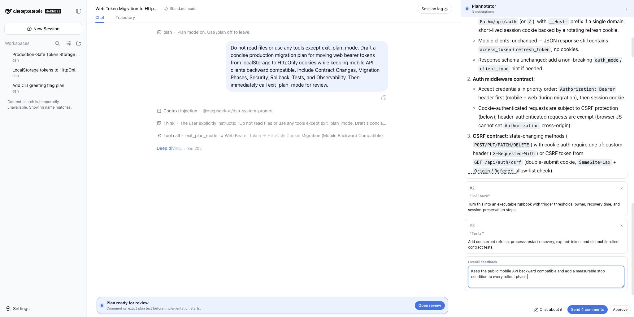 Three anchored comments and overall feedback in one review