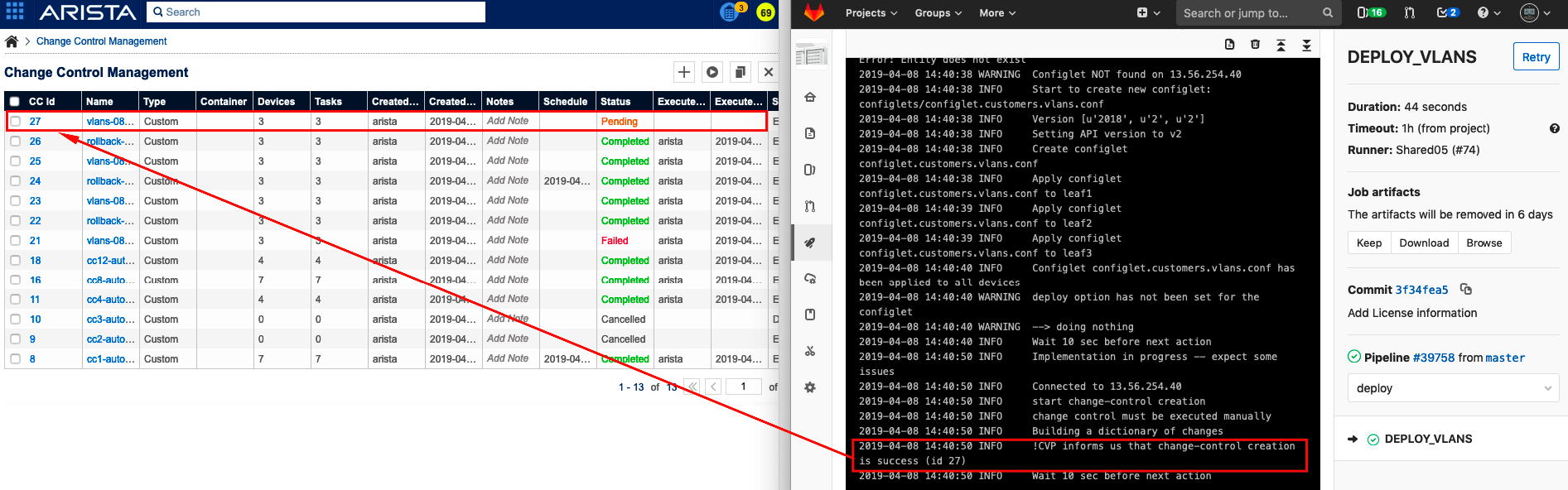 CloudVision Change Control Creation