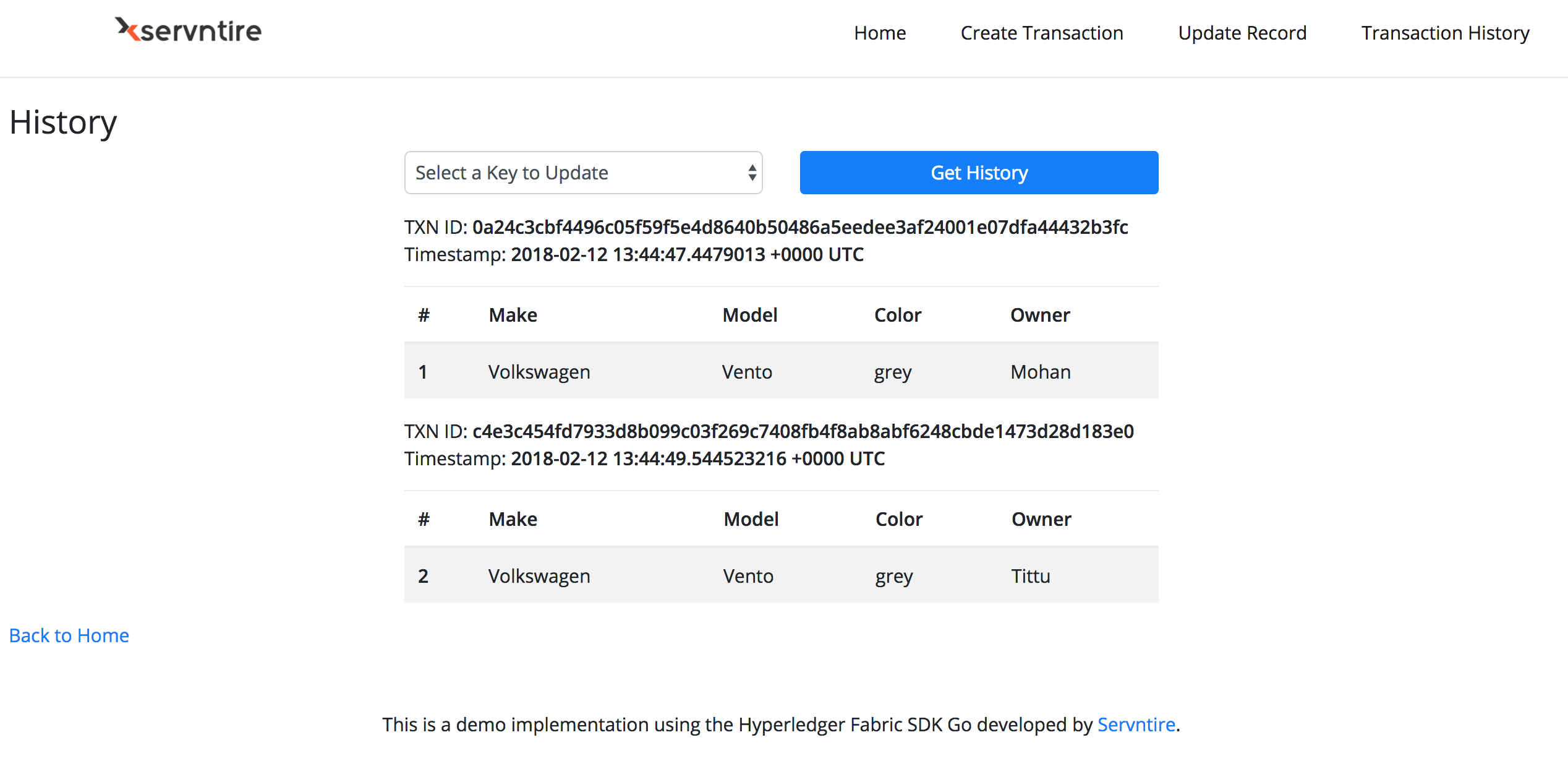 Screenshot Update Transaction