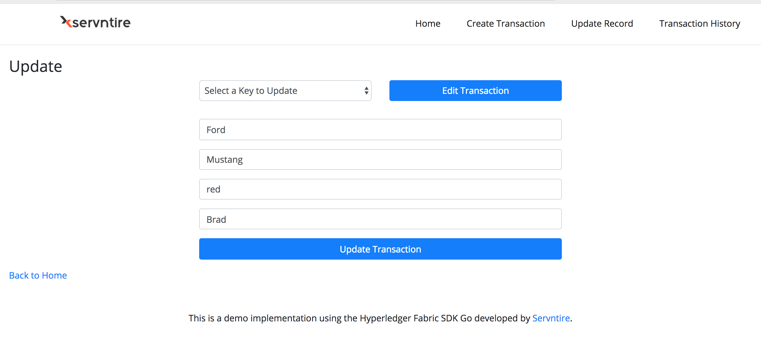 Screenshot Update Transaction