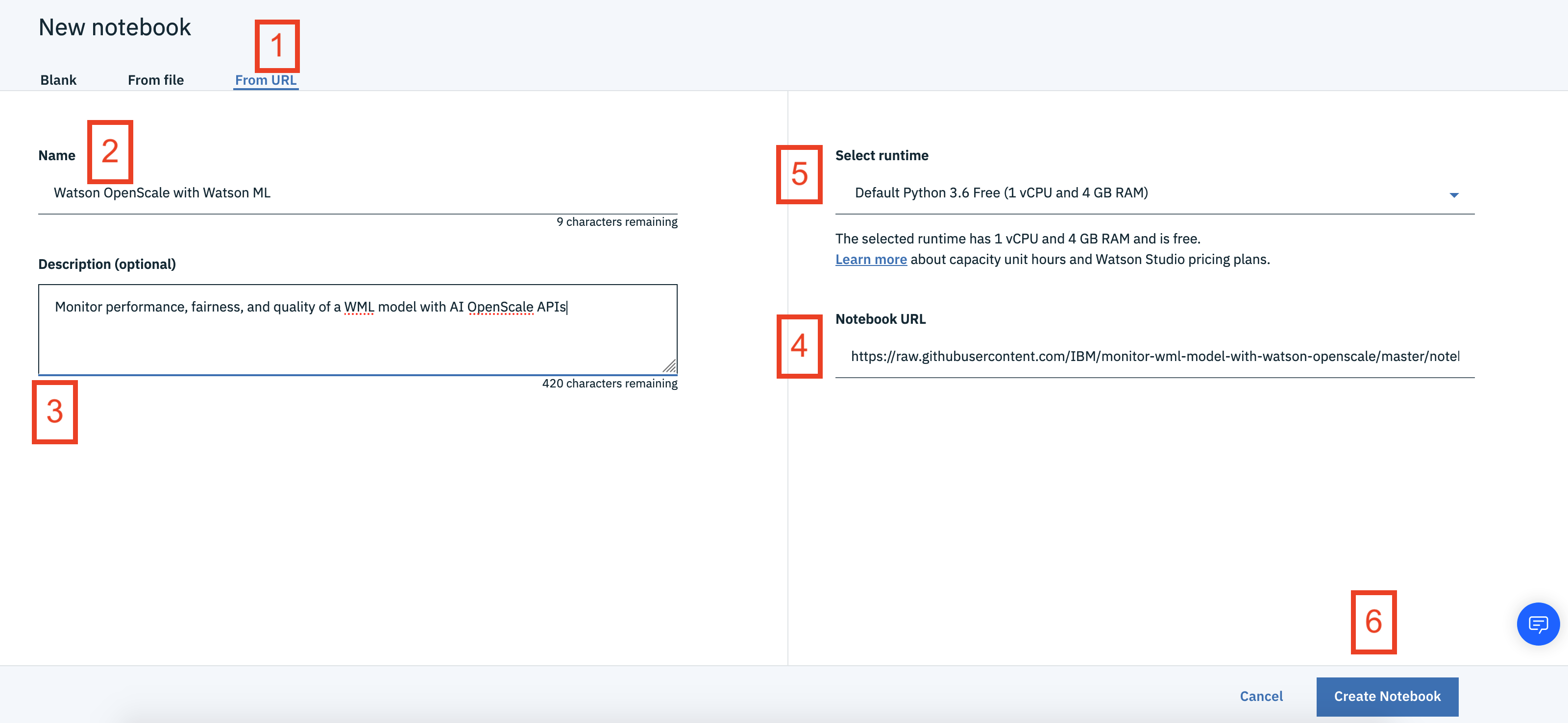 OpenScale Notebook Create