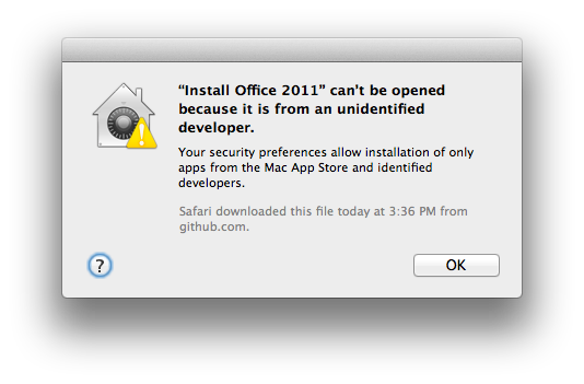 OS X Gatekeeper Warning