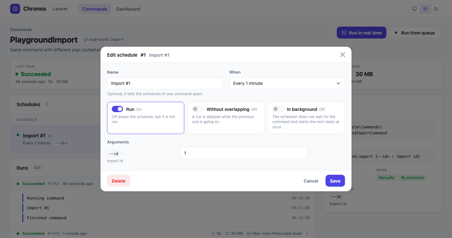 A schedule