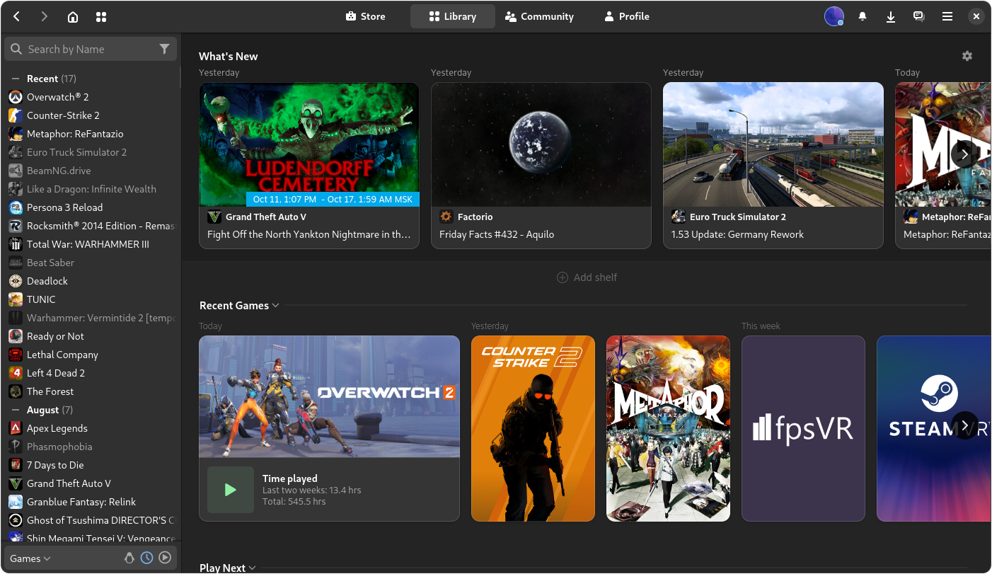 Screenshot of Adwaita Steam Theme