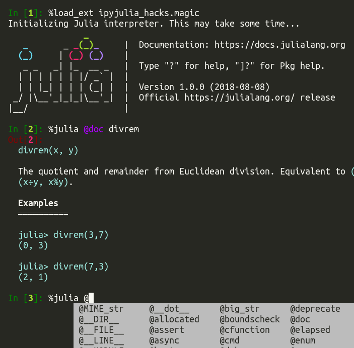 Julia in IPython terminal