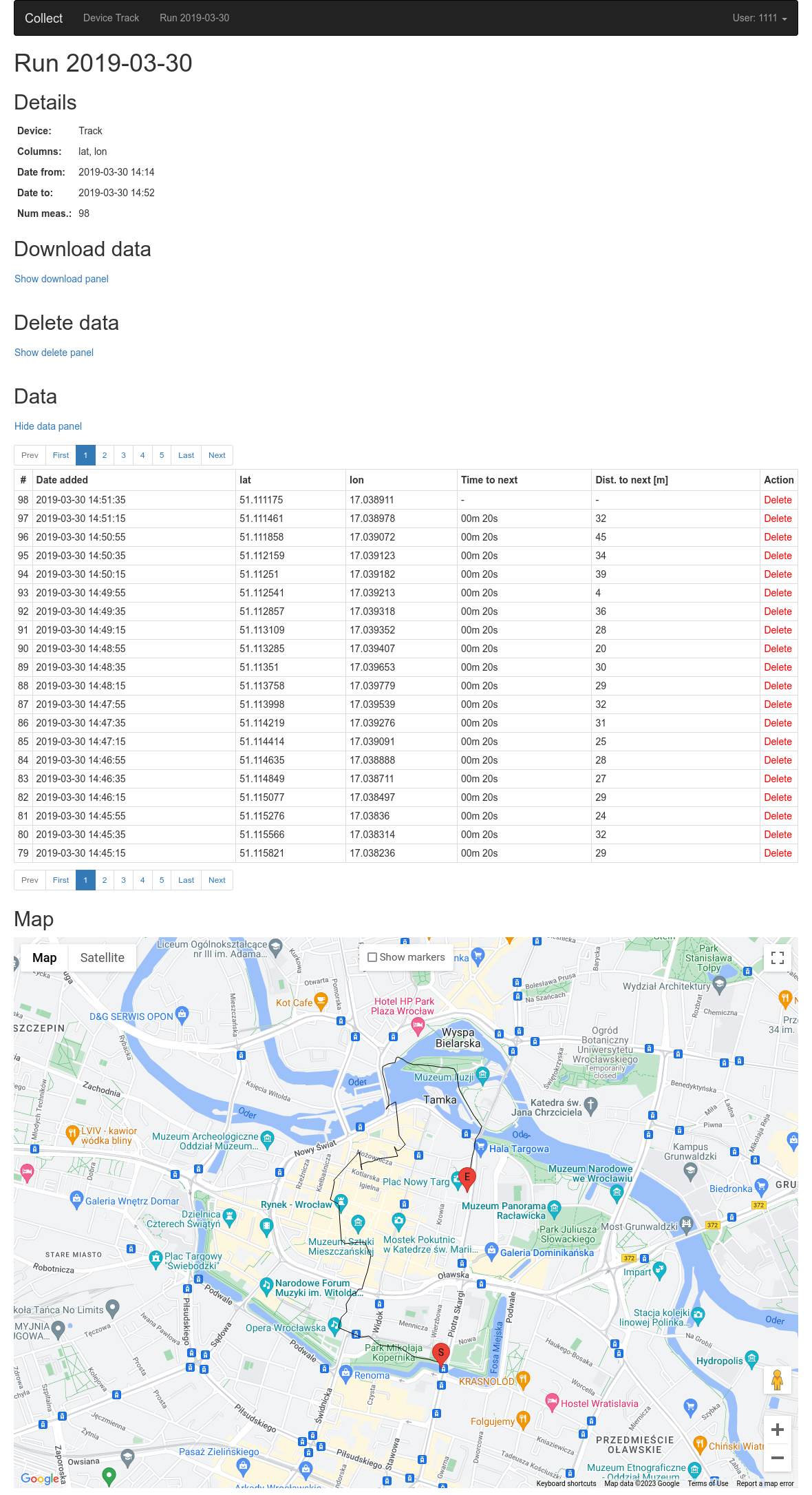 Sample run with map