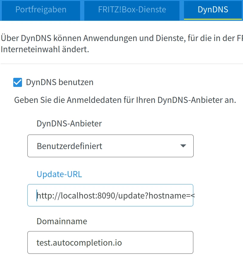 Fritbox Dynamix DNS