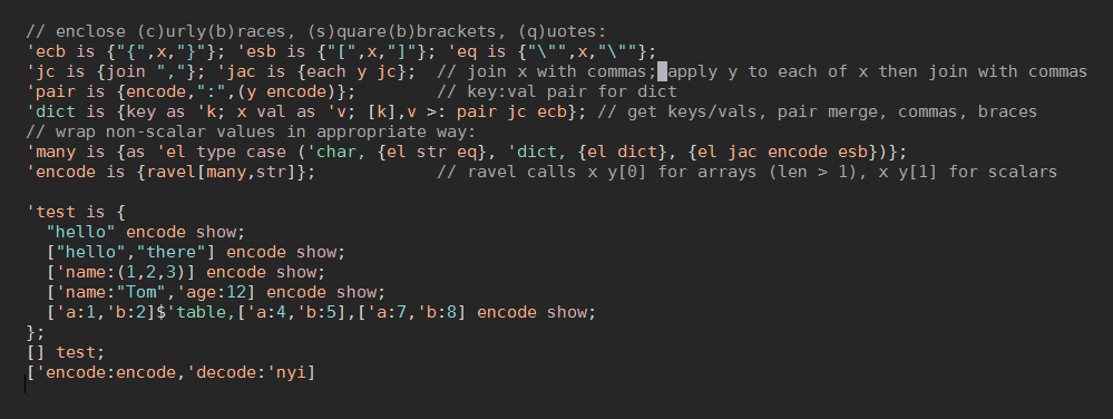 json encoder screenshot with syntax highlighting