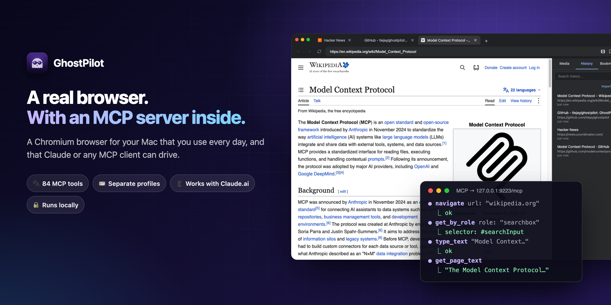 GhostPilot — a real browser with an MCP server inside