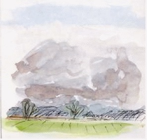 Watercolor of field landscape