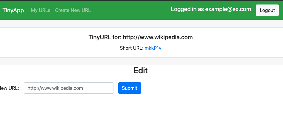 "Short URL view"