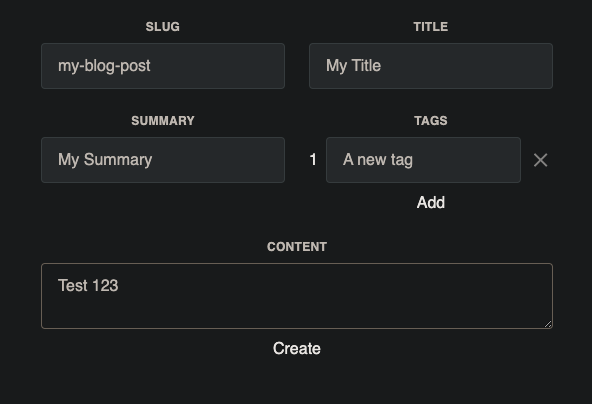 Create blog post UI - Filling out form