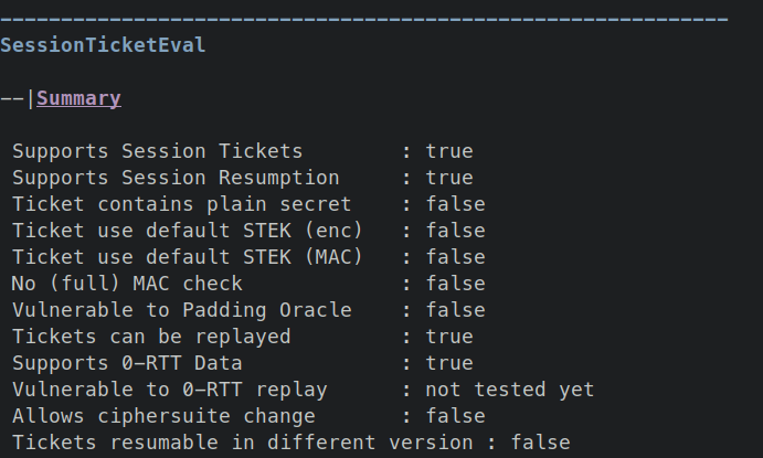 Sample output of a server not showing immediate flaws