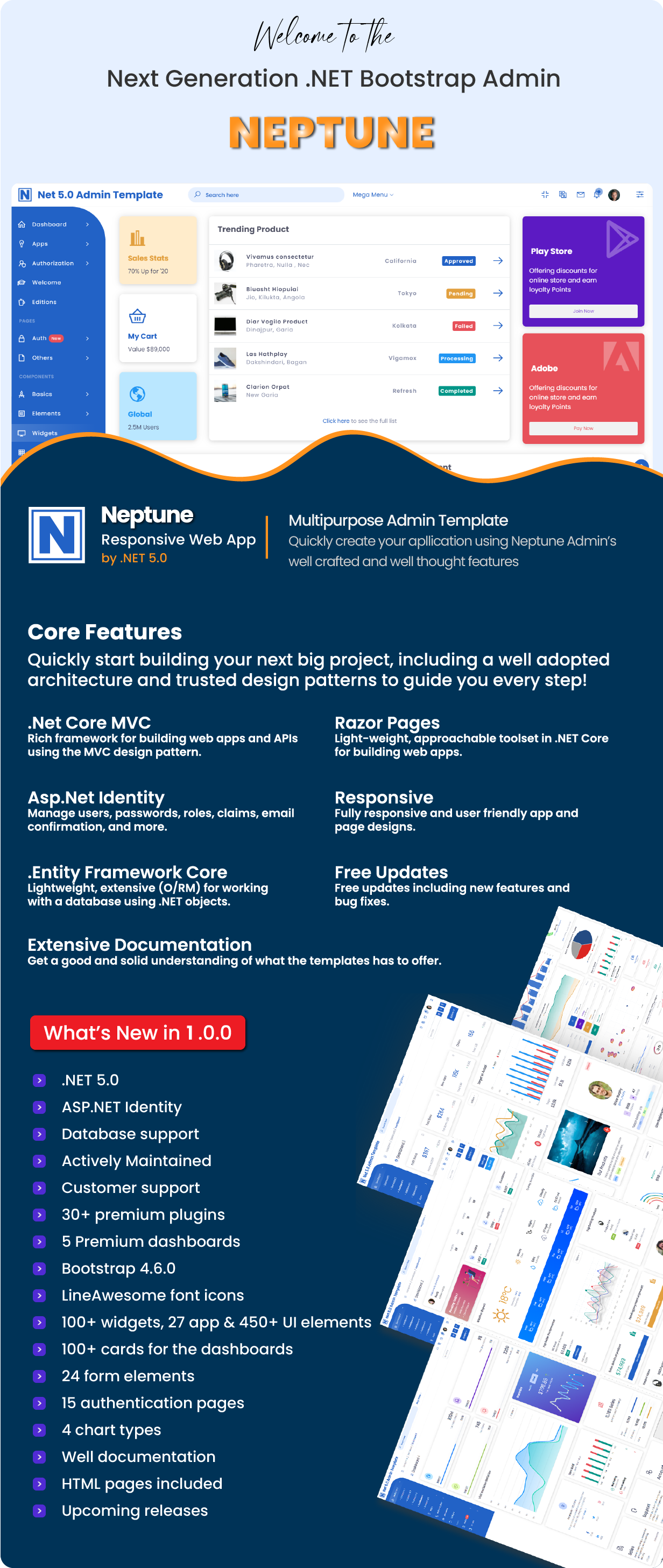 Neptune Multipurpose Admin Template for .Net Core - 1