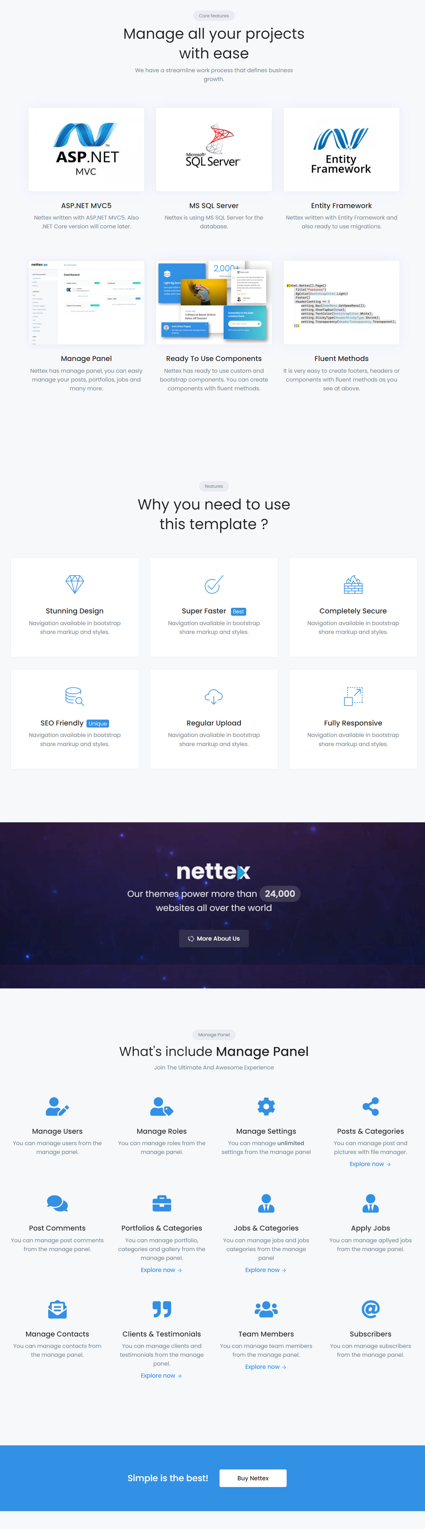 Nettex- .NET MVC Website Templates with Admin Dashboard - 2