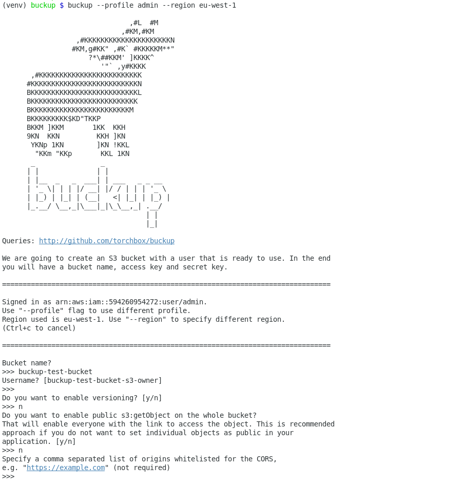 Buckup screenshot