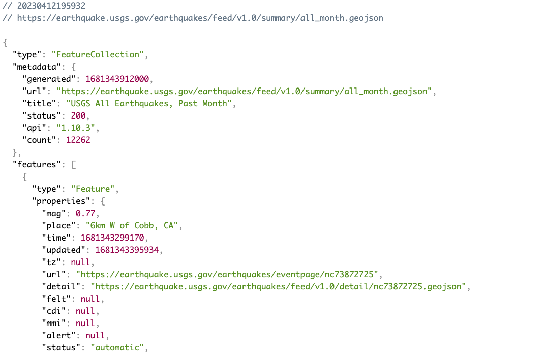 JSON-Earthquakes-All-Month