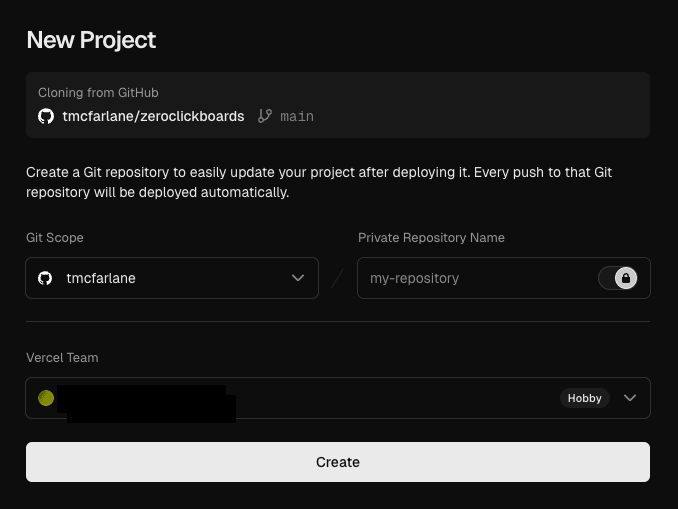 Deploy ZeroClickBoards to Vercel from GitHub