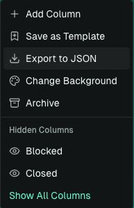 Export board data to JSON