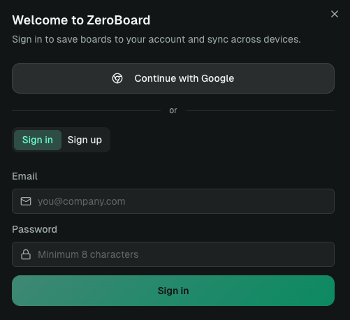 Sign in with Google or email/password