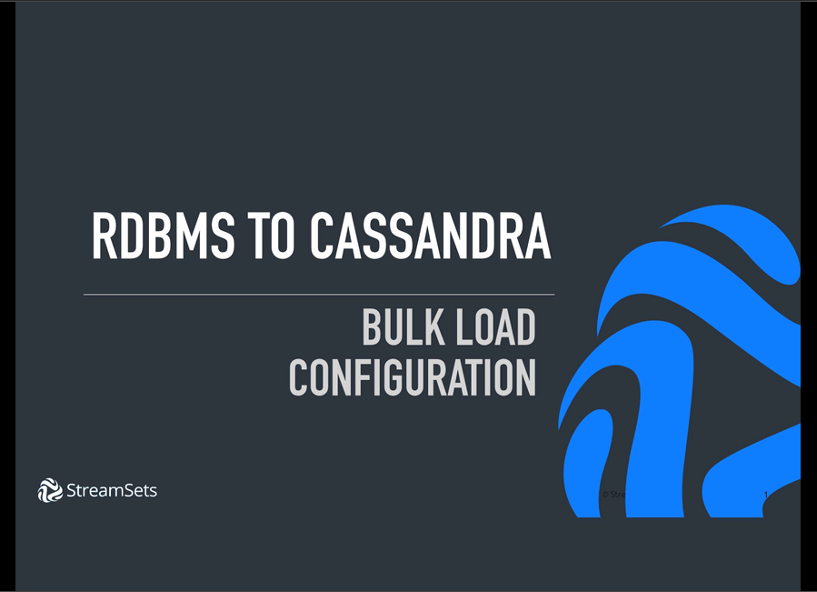 Cassandra Ingest from RDBMS with StreamSets Part 2 Screencast