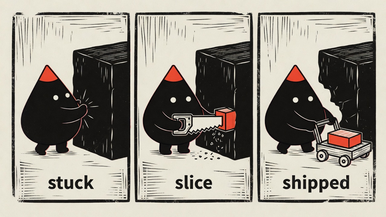 Mini-comic: stuck, slice, shipped