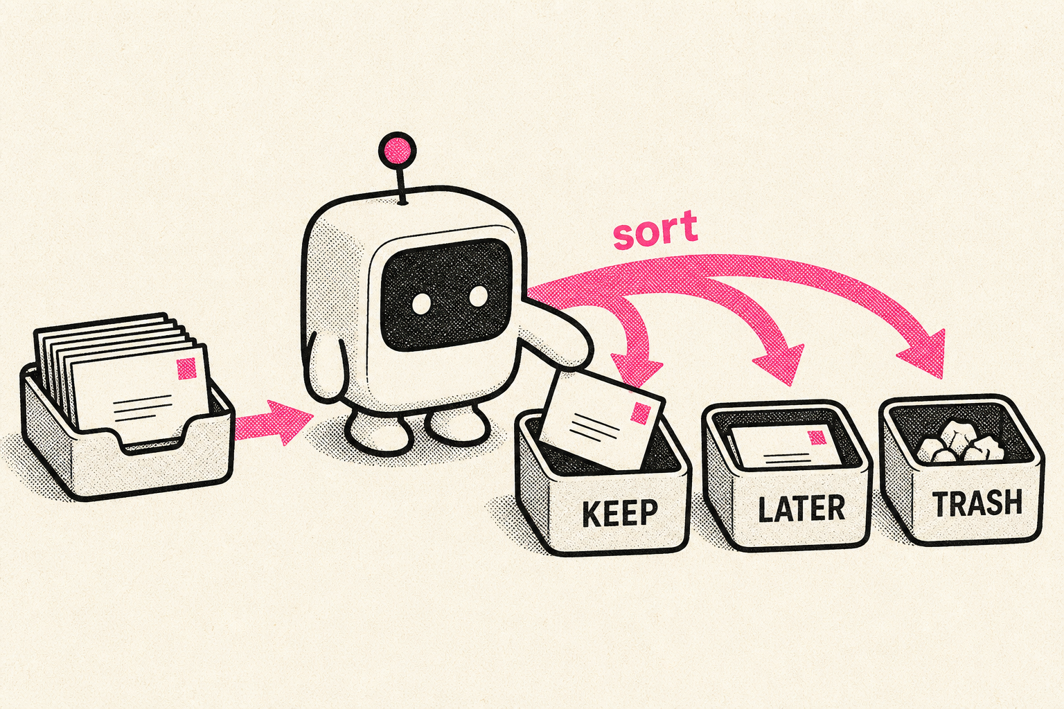 Fan-out: sort incoming mail into keep, later, and trash