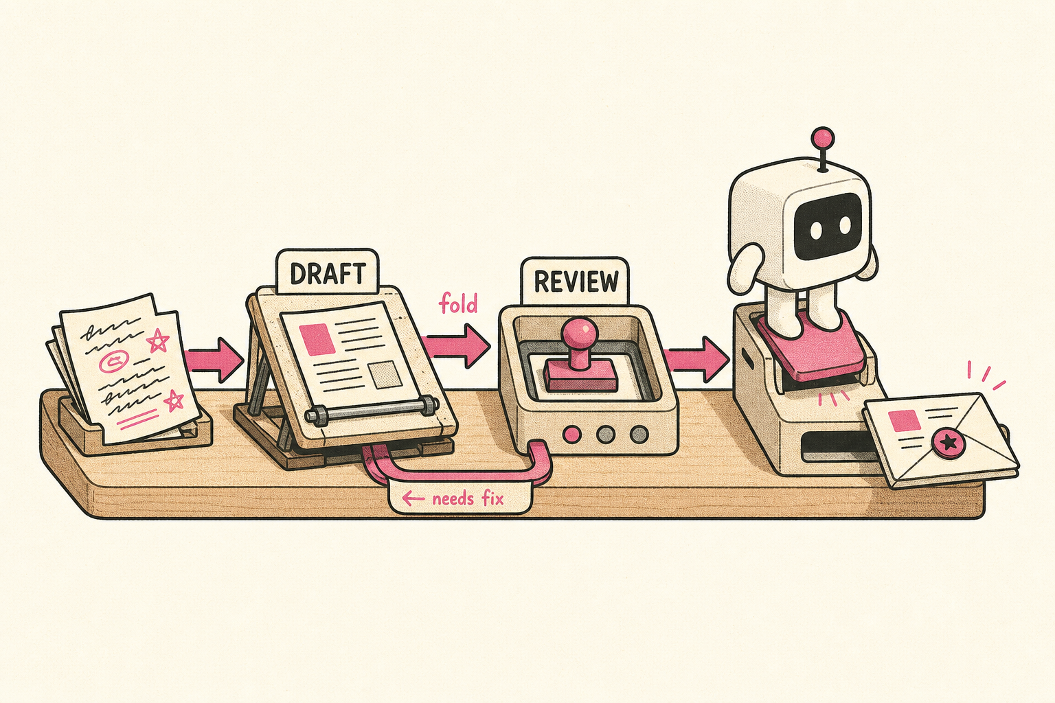 Using Blip, make a flowchart of how a newsletter issue ships