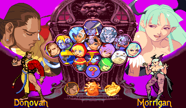 Vampire Savior Definitive: the character choice, the three's places under the grid